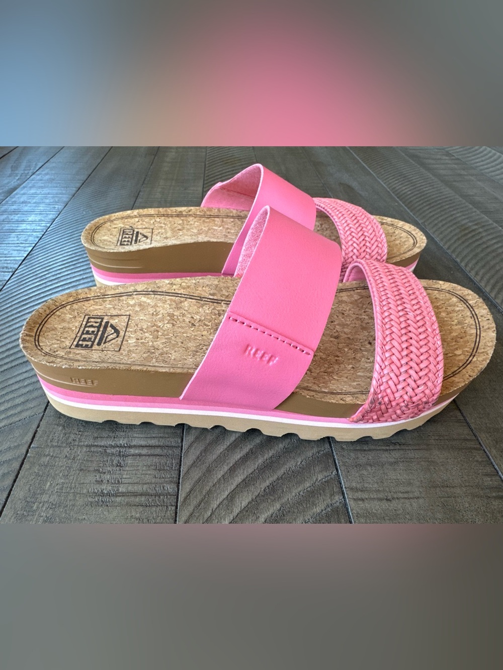 Reef Cushion Vista Hi Pink Platform Arch Support Slide Sandals Women's Size 8 - Picture 11 of 16